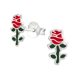 Kinderoorbellen Sterling zilver 925 Rode roosjes