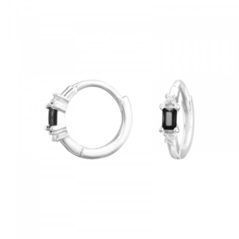 Creolen Sterling zilver 925 Cubic zirkonia zwart
