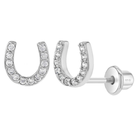 Kinderoorbellen Sterling zilver 925 met schroefsluiting Hoefijzer "In Season Jewelry"
