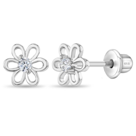 Kinderoorbellen Sterling zilver 925 met schroefsluiting Bloem "In Season Jewelry"