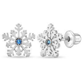 Kinderoorbellen Sterling zilver 925 met schroefsluiting Sneeuwvlok "In Season Jewelry"