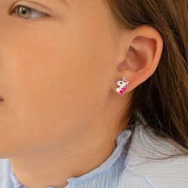 Kinderoorbellen Sterling zilver 925 met schroefsluiting Unicorn "In Season Jewelry"