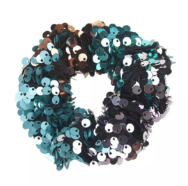 Haarelastiekjes pailletten scrunchie groen/rood/zwart