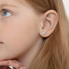 Kinderoorbellen Sterling zilver 925 met schroefsluiting Vlinder "In Season Jewelry"