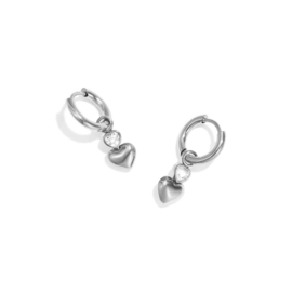 Creolen Chirurgisch staal Hanger hearts crystal