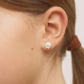Kinderoorbellen Sterling zilver 925 met schroefsluiting Madeliefje "In Season Jewelry"