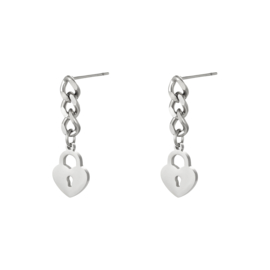 Oorbellen Chirurgisch staal Locked heart