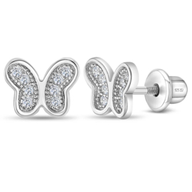 Kinderoorbellen Sterling zilver 925 met schroefsluiting Vlinder "In Season Jewelry"