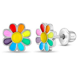 Kinderoorbellen Sterling zilver 925 met schroefsluiting Bloem "In Season Jewelry"