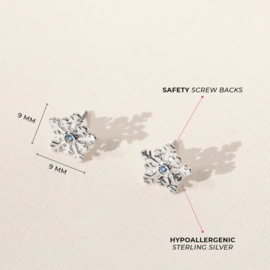 Kinderoorbellen Sterling zilver 925 met schroefsluiting Sneeuwvlok "In Season Jewelry"