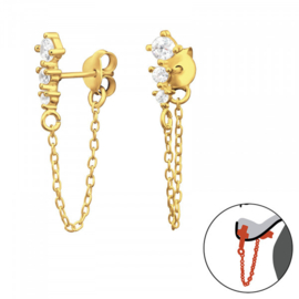 Oorbellen Sterling zilver 925 Cubic met ketting