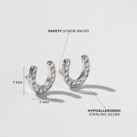 Kinderoorbellen Sterling zilver 925 met schroefsluiting Hoefijzer "In Season Jewelry"