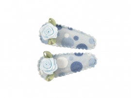 Babyhaarspeldjes blauw met ballen en blauw roosje