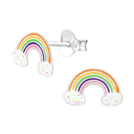 Kinderoorbellen Sterling zilver 925 Regenboog glitterwolkje