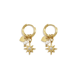 Creolen Chirurgisch staal Starry hearts