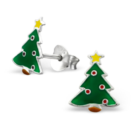 Kinderoorbellen Sterling zilver 925 Kerstboom met ballen