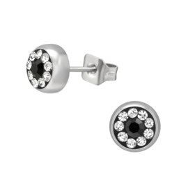 Oorbellen Chirurgisch staal Rond kristal black