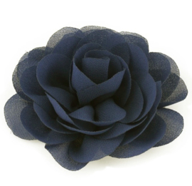 Haarbloem groot stof bloem donkerblauw