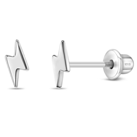 Kinderoorbellen Sterling zilver 925 met schroefsluiting Bliksem "In Season Jewelry"