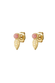 Oorbellen Chirurgisch staal Leaf & stone pink