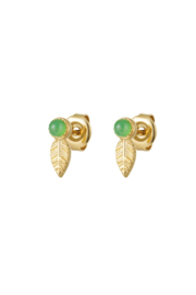 Oorbellen Chirurgisch staal Leaf & stone green