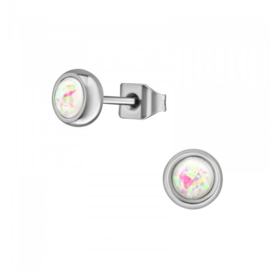 Oorbellen Chirurgisch staal Rond opal