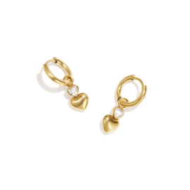 Creolen Chirurgisch staal Hanger hearts crystal