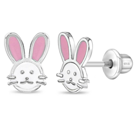 Kinderoorbellen Sterling zilver 925 met schroefsluiting Konijn "In Season Jewelry"