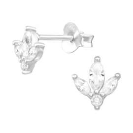 Oorbellen Sterling zilver 925 Leave met zirkonia