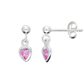 Kinderoorbellen Sterling zilver 925 Hart roze "Lilly"