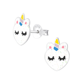 Kinderoorbellen Sterling zilver 925 Unicorn hart