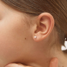 Kinderoorbellen Sterling zilver 925 met schroefsluiting Parel roze "In Season Jewelry"