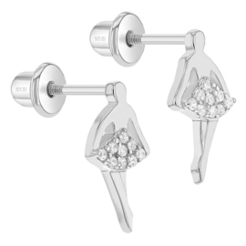 Kinderoorbellen Sterling zilver 925 met schroefsluiting Ballerina "In Season Jewelry"