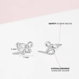 Kinderoorbellen Sterling zilver 925 met schroefsluiting Strikjes "In Season Jewelry"