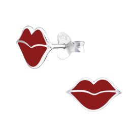 Kinderoorbellen Sterling zilver 925 Lippen rood