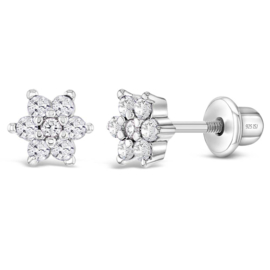Kinderoorbellen Sterling zilver 925 met schroefsluiting Bloem "In Season Jewelry"