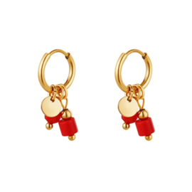 Creolen Chirurgisch staal Charms red