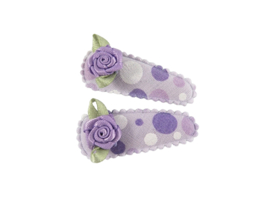 Babyhaarspeldjes paars met ballen en paars roosje