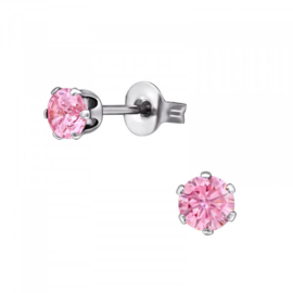 Oorbellen Chirurgisch staal Tulp roze 4mm