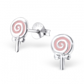 Kinderoorbellen Sterling zilver 925 Lolly roze