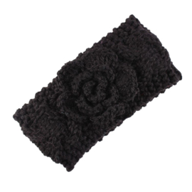 Haarbandjes gebreid bloem zwart