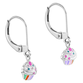 Kinderoorbellen Sterling zilver 925 Brisuresluiting Cupcake "In Season Jewelry"