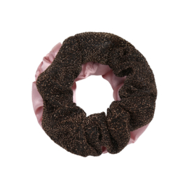 Haarelastiekjes scrunchie roze/bruin