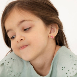 Kinderoorbellen Sterling zilver 925 met schroefsluiting Watermeloen "In Season Jewelry"