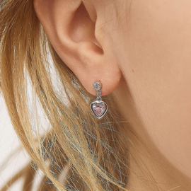 Kinderoorbellen Sterling zilver 925 met schroefsluiting Dangle heart "In Season Jewelry"