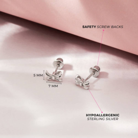 Kinderoorbellen Sterling zilver 925 met schroefsluiting Strikje "In Season Jewelry"