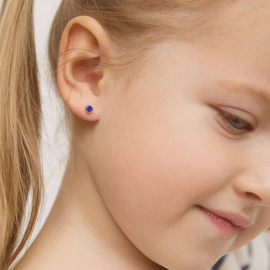 Kinderoorbellen Sterling zilver 925 met schroefsluiting Rond paars "In Season Jewelry"