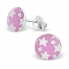 Kinderoorbellen Sterling zilver 925 Roze sterren