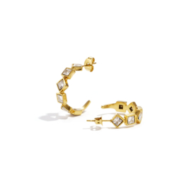 Oorbellen Chirurgisch staal Alternating stones