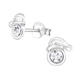 Kinderoorbellen Sterling zilver 925 Kerstmuts kristal